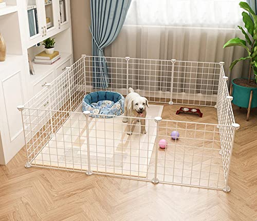 G-KAMP Multipurpose Organiser for Dog/Cats/Small Pets | Playing/Sleeping Cabinet for Dogs/Cats/Small Pets | Foldable House for Dogs/Cats/Small Pets | Bed/Cage for Little Pets (12 Panel, White)