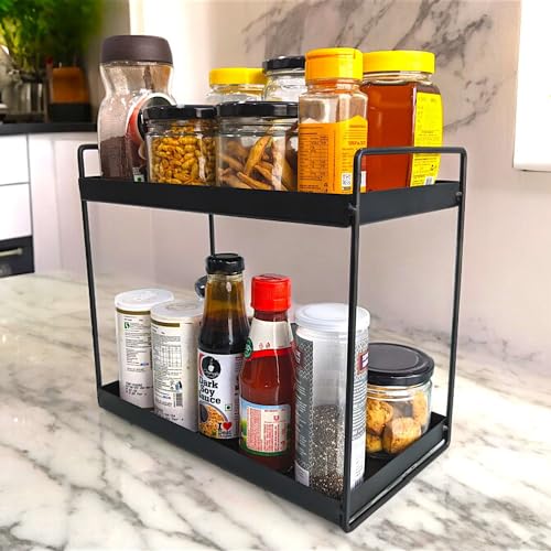 WonderStand Iron 2-Tier Countertop Kitchen Organizer|Tiered Shelf Kitchen Storage Rack, Kitchen Counter Top Organiser Storage Shelf For Home Kitchen And Bathroom