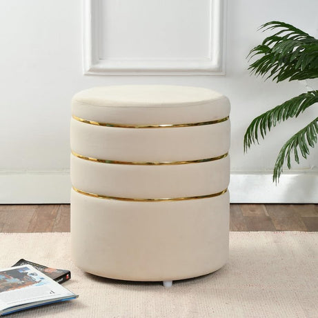 Homeaccex Ottoman Stool for Living Room Furniture - Ottoman pouffes for Sitting/Room dcor puffies- Puffy Stool and footstools (18 Inch, Off White Height)