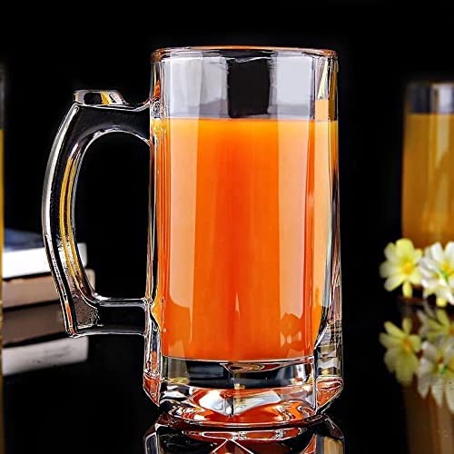 Farielyn-X LUXURY Stylish Transparent Crystal Beer Mug Glass with Premium Handle-400 ML, Set of (F# G.Bm, 2)