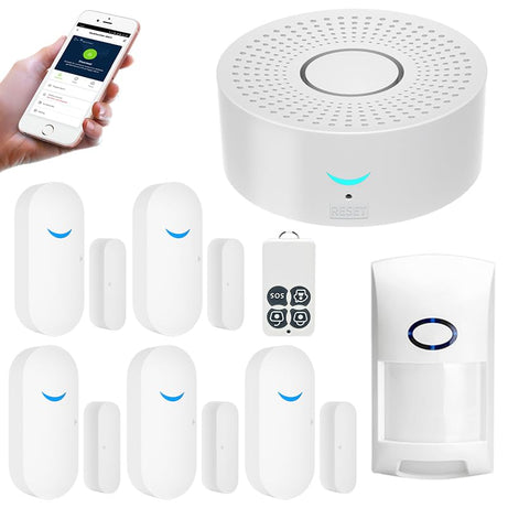 WiFi Wireless Smart Door Alarm Window Sensors Alarm System Motion Sensor Alarm Remote Control for Home Security