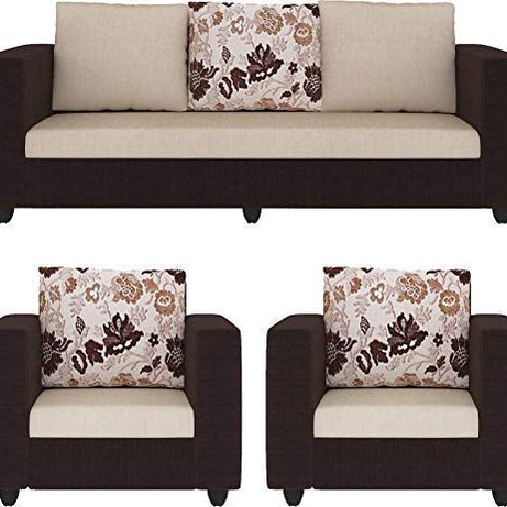 Maxtrix Furniture Tulip Five Seater Sofa Set 3-1-1 (5- to 6-Person Sofa, Bronwn And Cream, Wood)