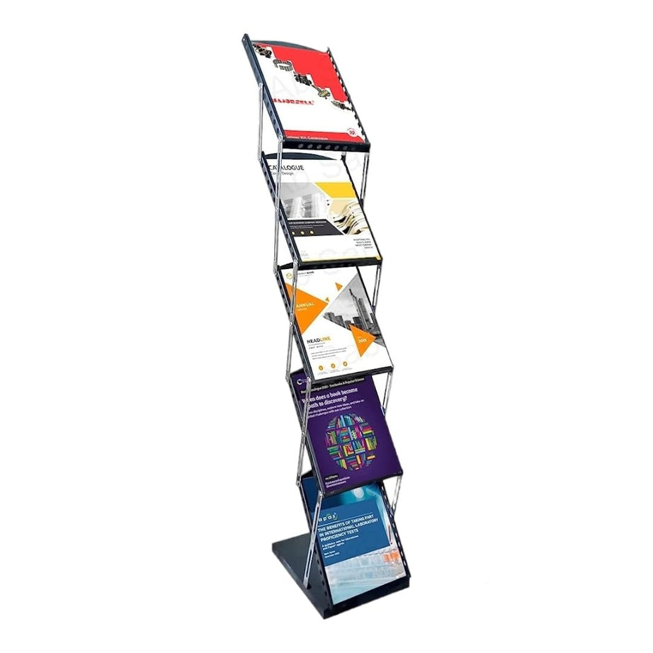 Mahakal A4 Metal Portable Brochure Folding Zigzag Catalogue/Magazine/Leaflet/Literature Stand Rack Magazine