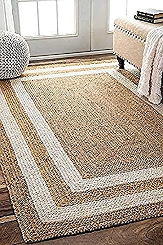 A R Creations Braided Modern Reversible Jute Carpet Rug Bedside Runner Doormat/for Your Home & Bedroom, Dining Hall (Multicolour, 3x5 Feet)