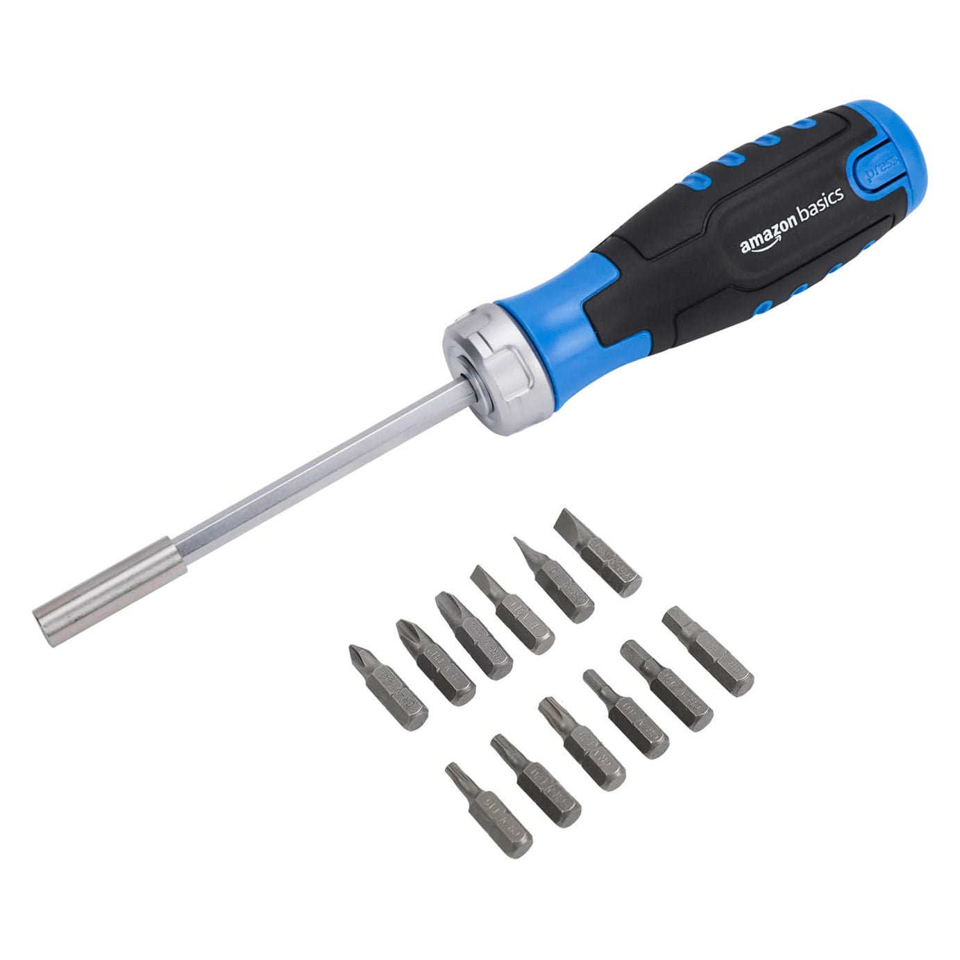 Amazon Basics Ds-Cjamz2010 12-In-1 Magnetic Ratchet Screwdriver (Blue) - 1 pc