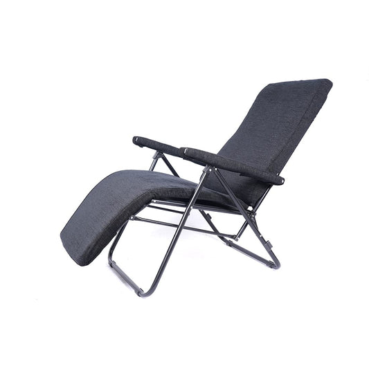 FURLAY Reclining Easy Chair, Portable and Folding Recliner Chair with Cushion for Home. Living Room and Langue, Adjustable & Multiposition Wooden Support chair (Black)