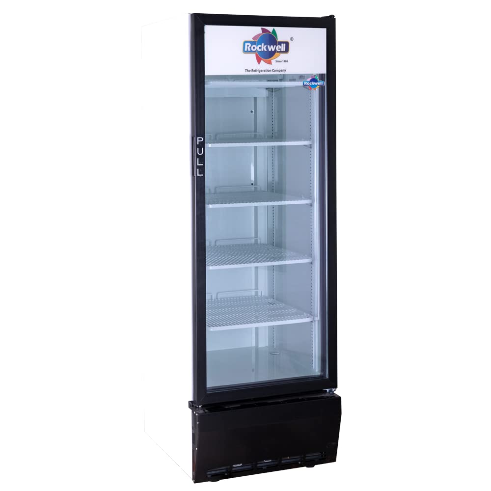 Rockwell 358Ltr, Single Glass Door Visi Cooler, Internal LED, Dynamic Cooling (RVC390B, Black)