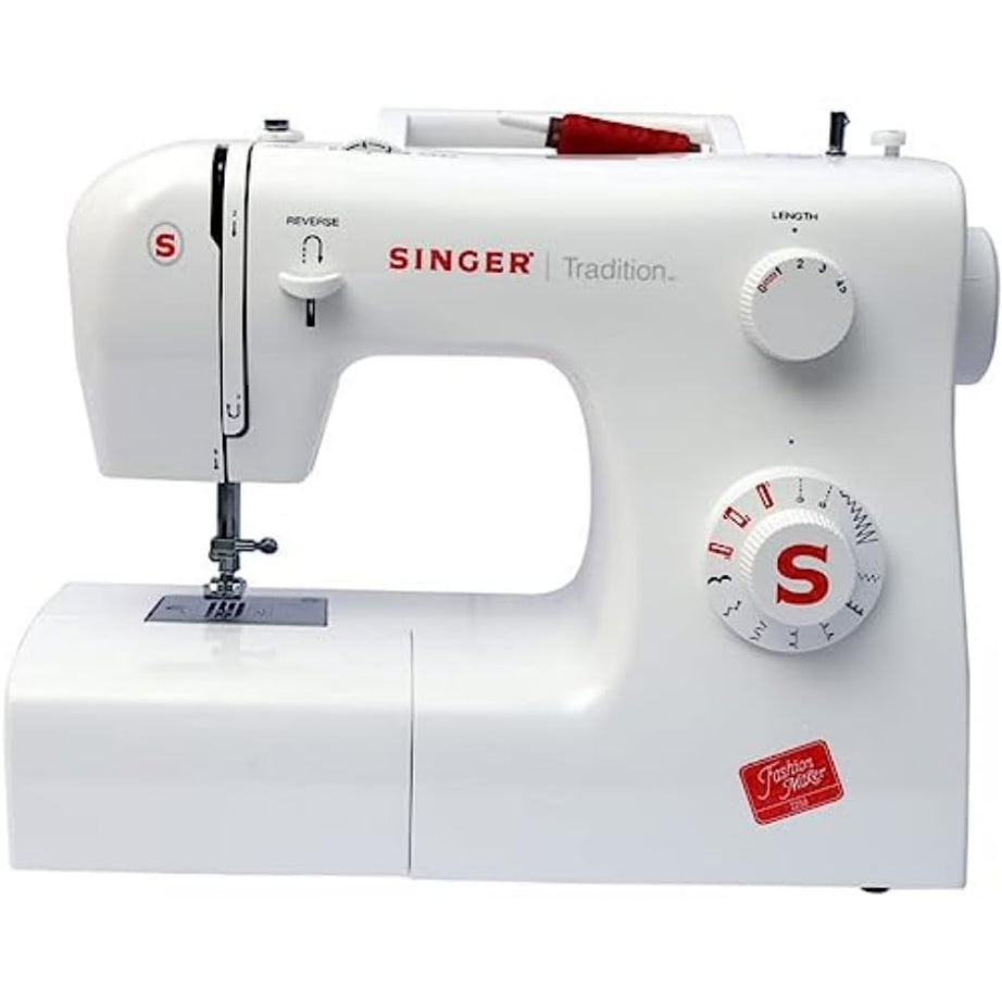 Singer 2250 Tradition Automatic Zig-Zag Electric Sewing Machine, 9 Built-in Stitches, 30 Stitches Functions (White) Metal Frame