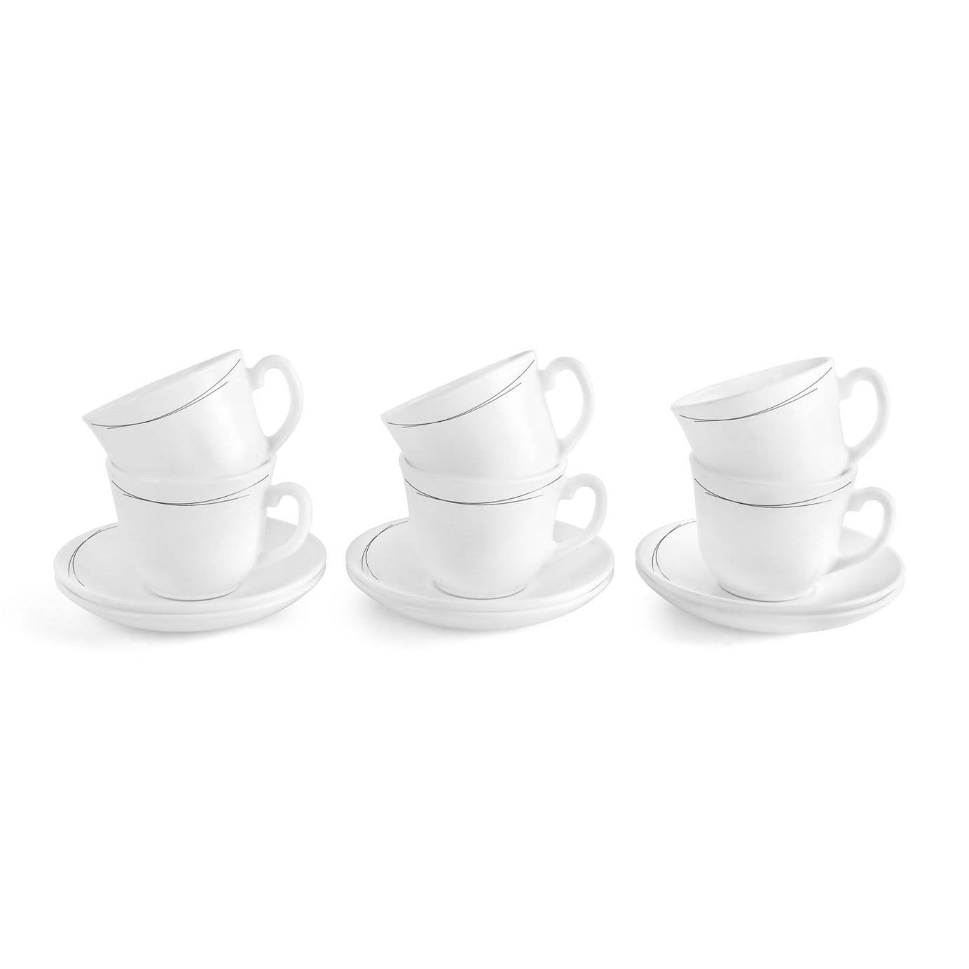 CELLO Imperial Costa Cup & Saucer 160 ml | Home and Kitchen Decor Items | Cups, Mugs and Saucer for Kitchen | Coffee Cup and Saucer Set | Set of 6 | Black Curves, Black