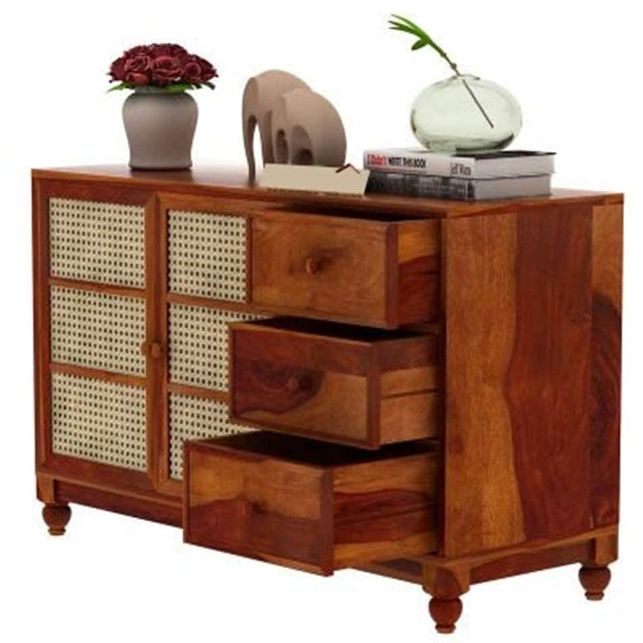 GADWAL FURNITURE Sheesham Wood Chest of Storage Drawers and Cabinet for Home Living Room Hall (Honey Finish)