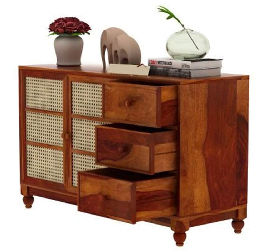 GADWAL FURNITURE Sheesham Wood Chest of Storage Drawers and Cabinet for Home Living Room Hall (Honey Finish)