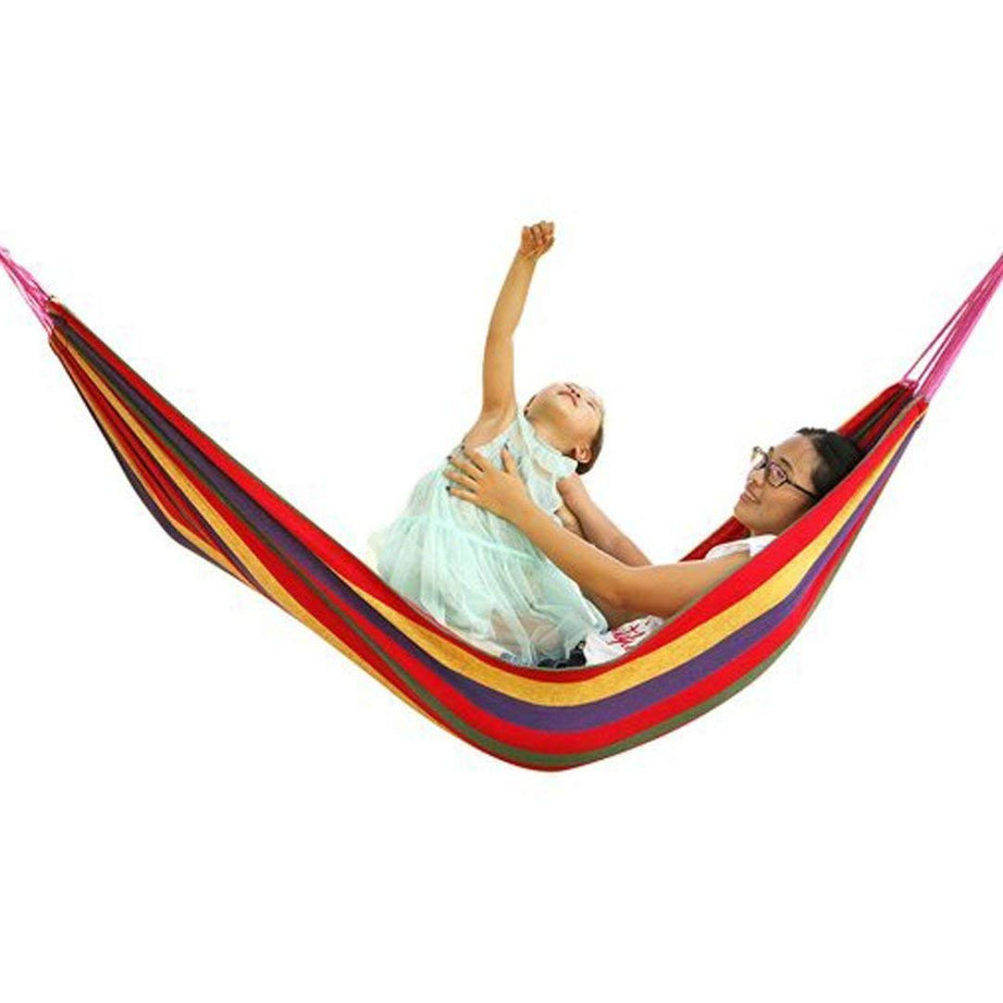 FreshDcart Portable Outdoor Hammock – Single Person, Multi-Color Hang Bed Swing Canvas with Durable Rope – Ideal for Travel, Camping (Pack of 1)