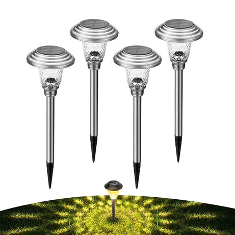 hardoll Steel Led Solar Pathway Lights For Home Outdoor Garden Waterproof Decoration Warm White(Pack Of 4)