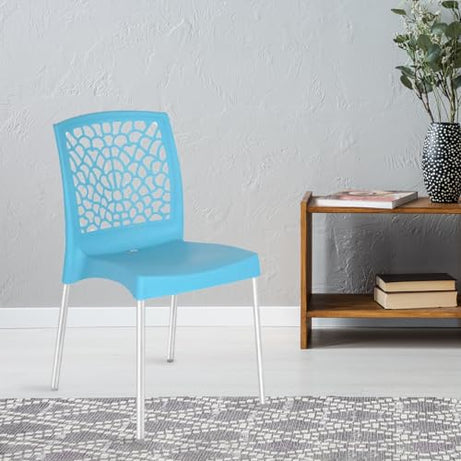 Nilkamal Mid Back Chair NS19SS | Chair for Living Room, Bed Room, Kitchen, Office Room, Outdoor|100% PolyPropylene Stackable Chair |(Celeste Blue)