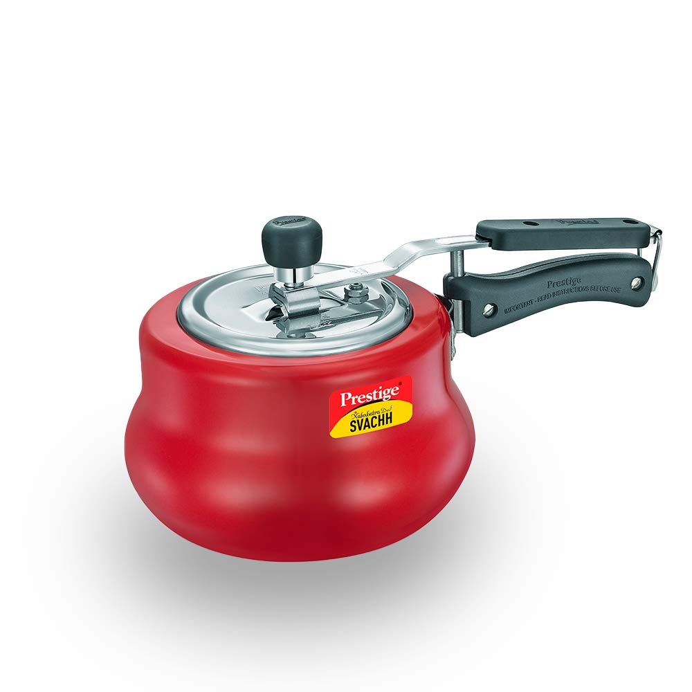 Prestige 2L Nakshatra DUO Plus Svachh Inner Lid Aluminium Handi|Ideal for 2-3 persons|Deep lid for Spillage Control|Gas or induction compatible|Red|5 years warranty