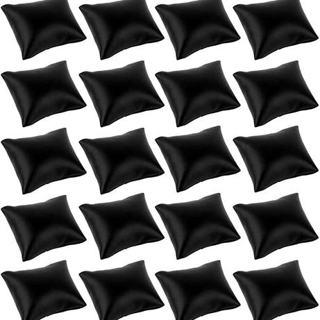 Arah Jewels 12 Pcs Black PU Leather Small Bracelet Watch Pillow Bangle Cushions for Jewelry Displays, (4x4 inch)