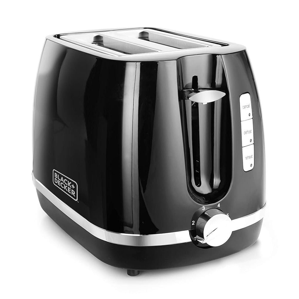 Black+Decker BXTO0202IN 870-Watt 2 Slice Pop-up Toaster with Bun Warmer | Browning Control with 6 levels | Easy Cleaning| 2-Year Warranty (Black)