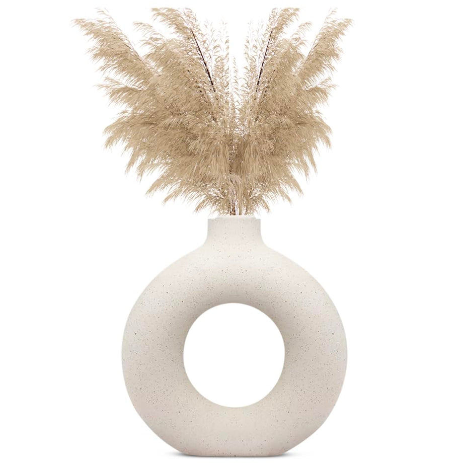 Indulge Homes White Ceramic Donut Vase (6 Inch)