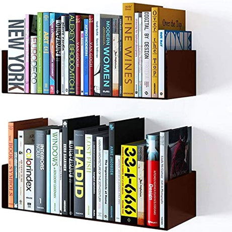 Dime Store MDF Book Shelf/Book Rack/Book Stand/Book Case Wall Mount Display Rack (Set of Two, Brown)