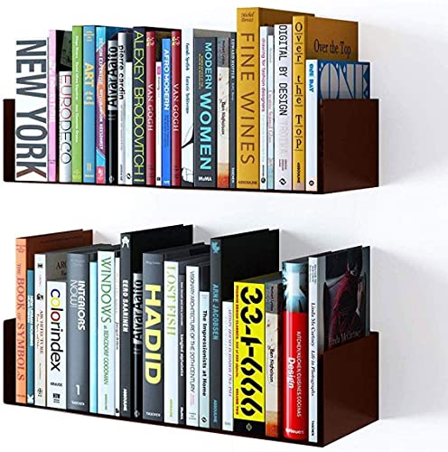 Dime Store MDF Book Shelf/Book Rack/Book Stand/Book Case Wall Mount Display Rack (Set of Two, Brown)