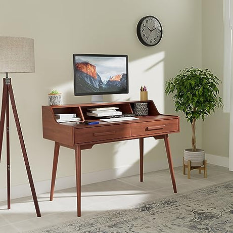 Amazon Brand - Solimo Aster Engineered Wood Study Desk (2 Drawers, Walnut Finish) | Study Table | Office Table | Computer Table