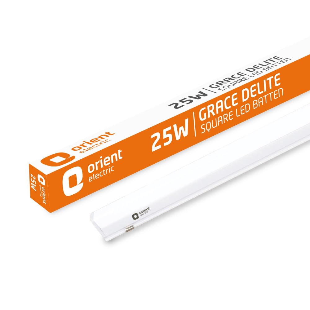 Orient Electric 25W Grace Delite LED Batten| 2500 lumens Bright Light Output| LED tubelight for Home| Sleek & Stylish Design| Non-breakable Polycarbonate housing| 6500K, Cool White | Pack of 1