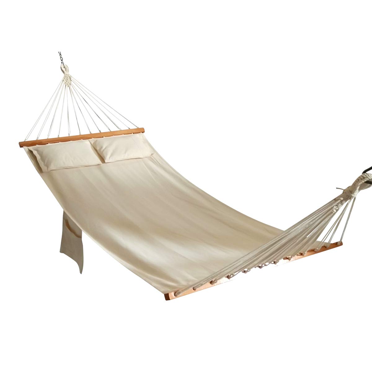 Hangit HSNOH 36 Oxford Cotton Hammock with Pillows (Natural Oatmeal), 90W X 200L cm Bed X 335 cm Overall Length