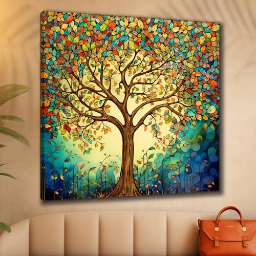 Livin'luxe paintings colorful Tree modern art canvas home decor wall paintings with frame painting for living room wall decoration office 24 inch x 24 inch CR-254