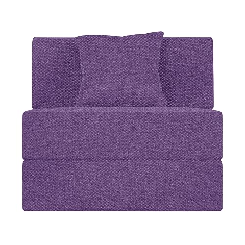 Aart Store Sofa Cum Bed One Seater, Sofa Bed 3X6 Feet, Folding Sofa Cum Bed for Living Room & Bedroom- Purple- Color