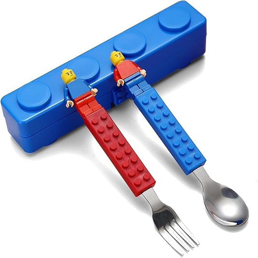 LIMBANI BROTHERS Stainless Steel Spoon & Fork Set for Kids Tableware Cutlery Suitable for Kids Picnic School Lunch Box Children Building Puzzle Toys (multicolor) (pack of 1)