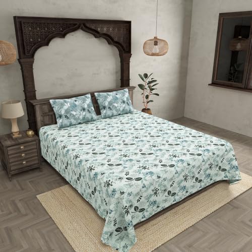 JaipurFabric® Premium Cotton 280 TC The Finest Pick Double Bedsheet with 2 Pillow Covers (108" X 108"), Green