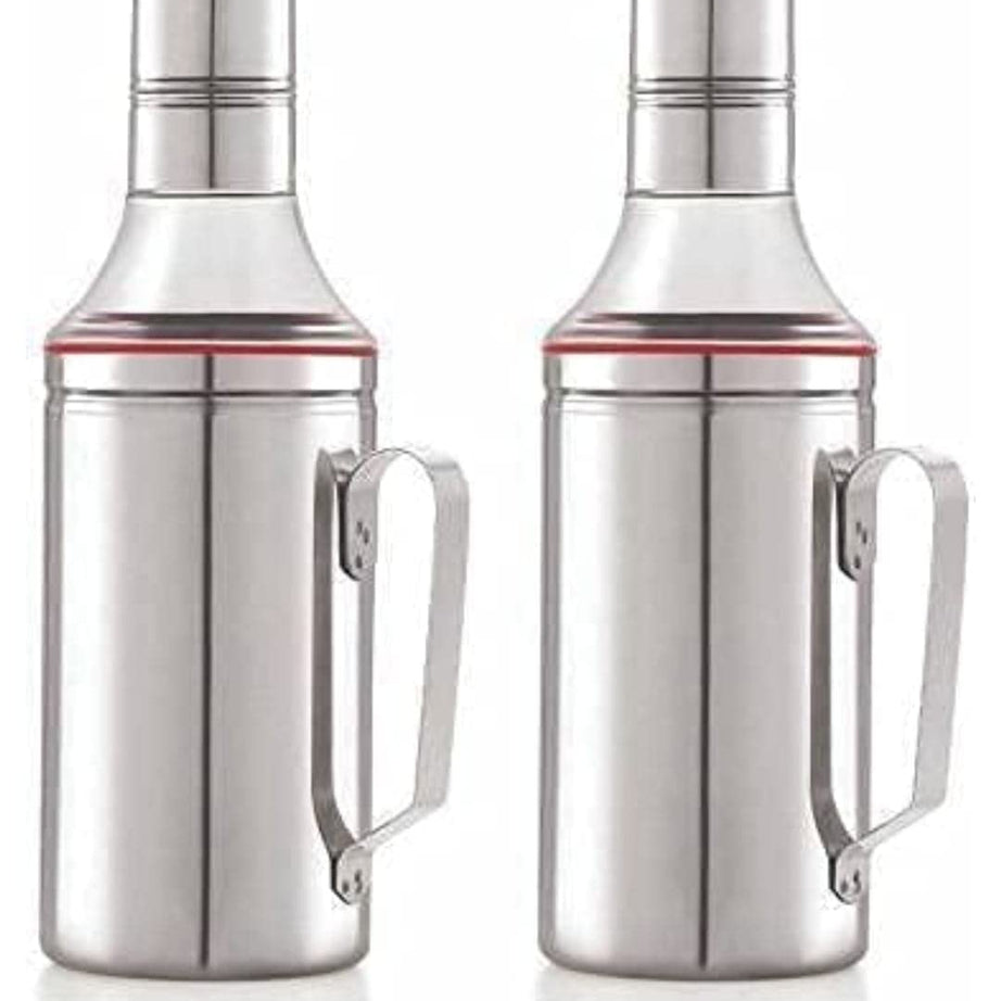 STEEPLE 1000ml Stainless Steel Oil Dispenser with handle 1 Litre (pack of 2)