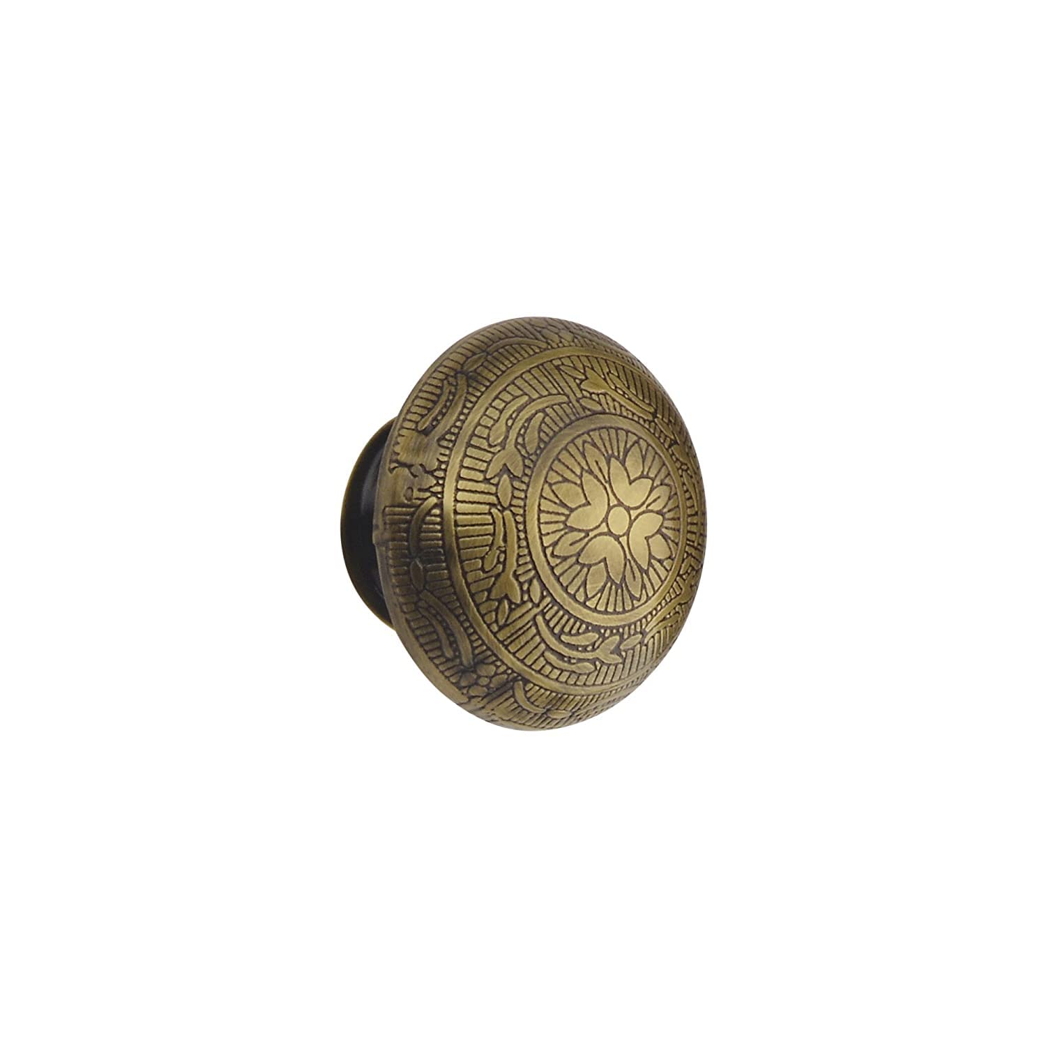 HOBKNOBS Antique Brass Carved Design Cabinet Drawers/Kitchen Door Pull Handle Knobs - Goldish Brown.