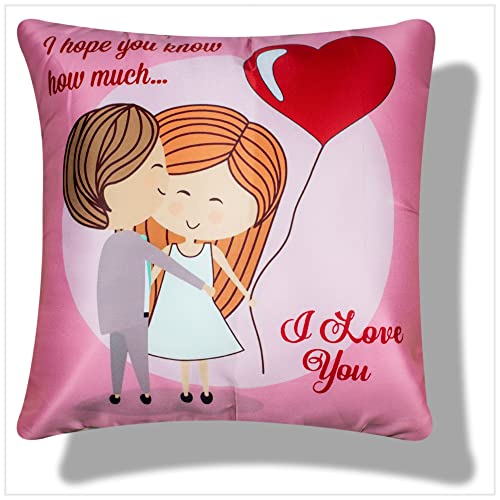 Vendola Gift for Girlfriend Boyfriend Pink Couple for Your Long Distance Relationship Printed Cushion Cover - Gift for Boyfriend Girlfriend (24X24 Inches with Fillers)