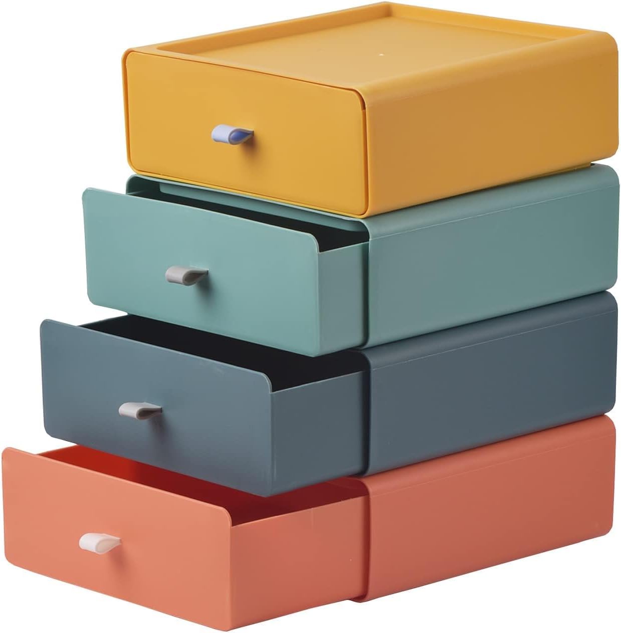 Eono Colourful Storage Box Drawer - Multipurpose Desktop Stackable Organizer For Stationery And Office Supplies (4)