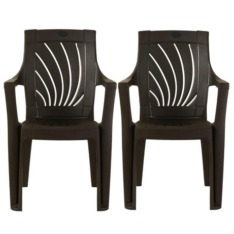 Pm Stylish And Durable Set Of 2 Plastic Chairs - Perfect For Indoor And Outdoor Use, Black