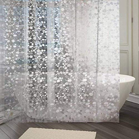 CASA-NEST PVC Self Embossed Design Shower Curtain,Size4.5 ft x 7 ft Length Stone001