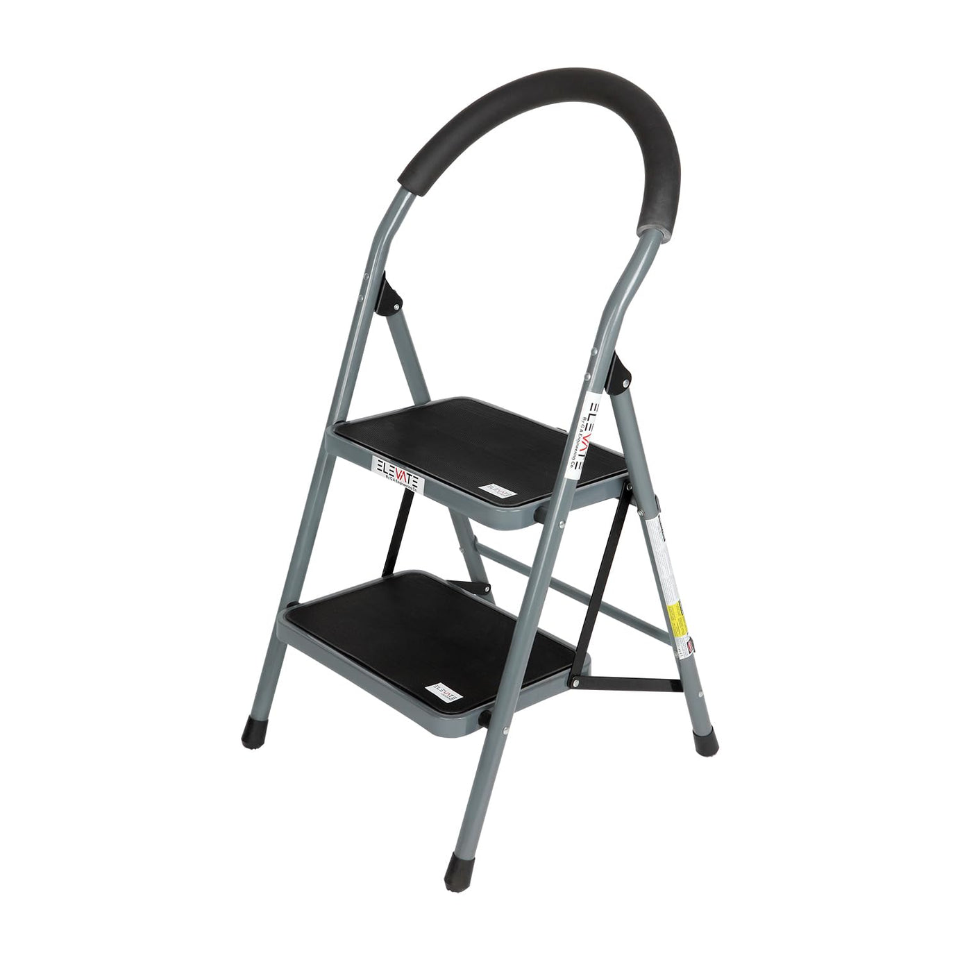 Elevate 2 Step Ladder for Home - 2 Wide Anti-Skid Complete Metal Steps, Weight Carrying Capacity up to 200kg, 5-Year Warranty - Elevate Metal Step Ladder