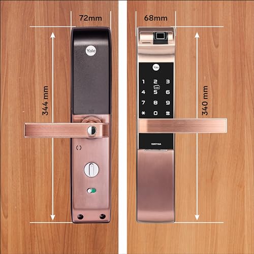 Yale YDM 7116 Smart Door Lock with Mortsie Lock | Biometric | PIN Code | RFID Card | Mechanical Key | App Enabled Access, WiFi Optional | 1 Year Warranty | Red Bronze