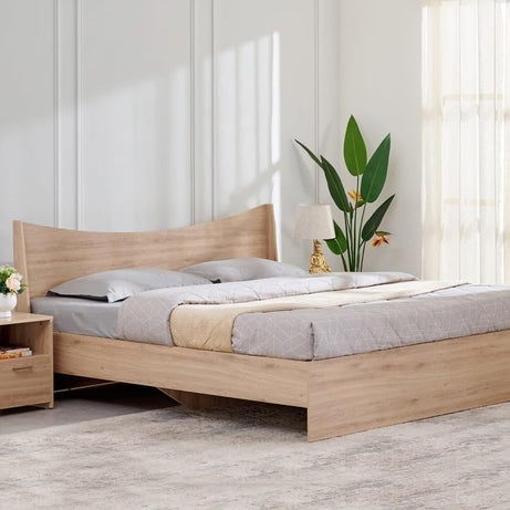 Home Centre Wood Helios Alton Laminated King Bed-Brown