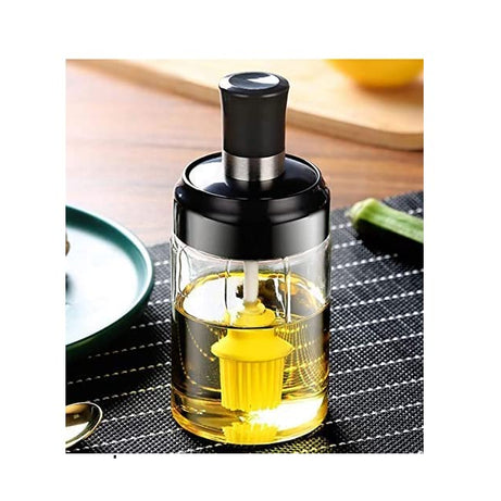 LOCANS Glass Seasoning Container Oil, Honey Dispenser Bottle Kitchen Castor Stainless Steel Seasoning Bottle Kitchen Product (Oil Brush), 2500 ML