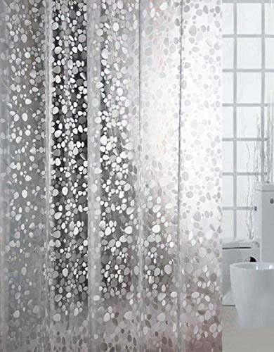 Kuber Industries PVC .20 MM Shower Curtain|Waterproof PVC & Coin Print|Semi Transparent Curtains|Size 213 x 137 CM, 7Feet (Transparent)