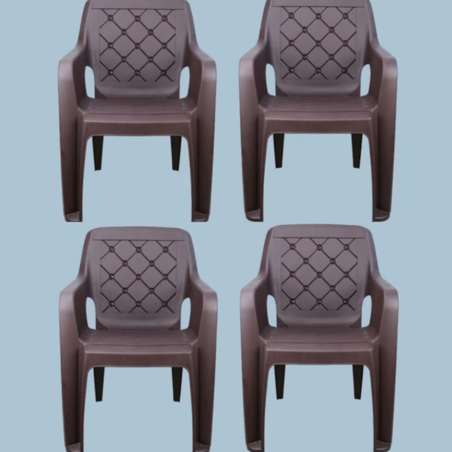 Duro Comfort Doll Plastic Chair Stackable Plastic Chair for Home, Office and Restaurant (Pack of 4)