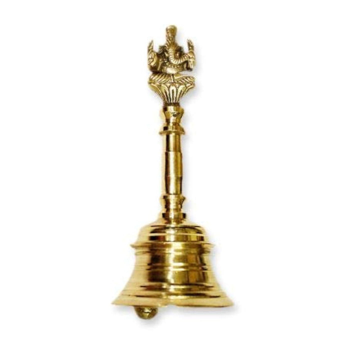 UAPAN Brass Pooja Bell (4 inch_Ganesh, Gold)