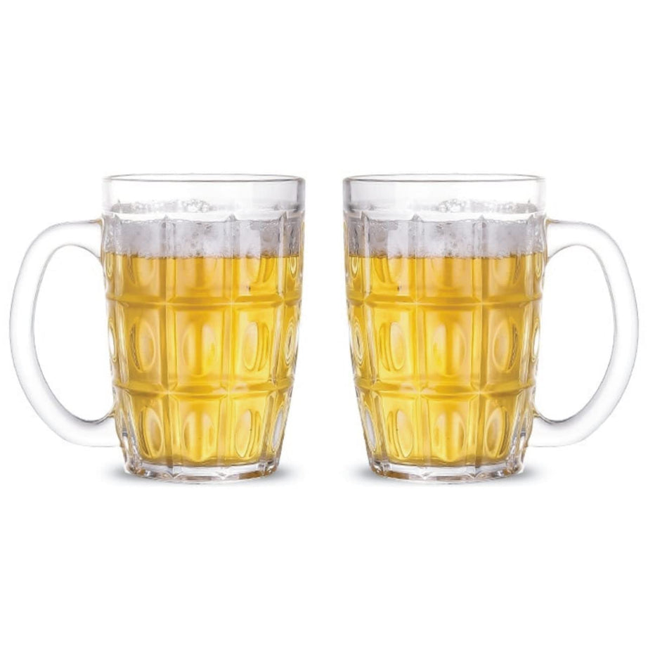 SAMJU Glass Beer Mugs Crystal Clear Drinking Glass for Bar Alcohol Beverages Multipurpose Drink - 400ml, Set of 2