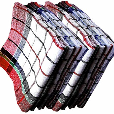 Aak Water Absorbent Check Cloth,Cleaning Towel, Kitchen Napkins, Roti Napkin, Table Napkins, Superior Cotton, Duster, Reusable, Wiping Cloth | Large | Pack of 6