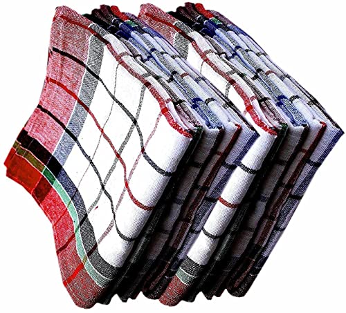 Aak Water Absorbent Check Cloth,Cleaning Towel, Kitchen Napkins, Roti Napkin, Table Napkins, Superior Cotton, Duster, Reusable, Wiping Cloth | Large | Pack of 6