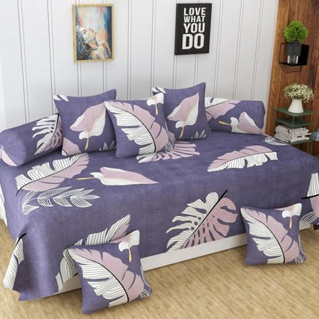 YaAkholic Supersoft Microfiber Designer Diwan Set (8 pieces, Purple, Standard size)