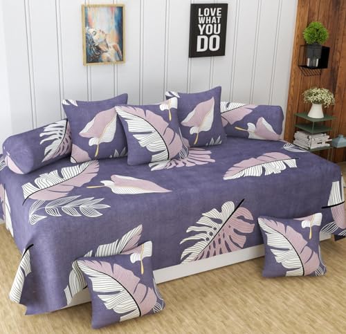 YaAkholic Supersoft Microfiber Designer Diwan Set (8 pieces, Purple, Standard size)