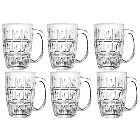 Indian Style Multipurpose Mug, Beer Mug, Juice Mug, Clear Texture (Set of 1) Glass Set (400 ml, Glass) (6)